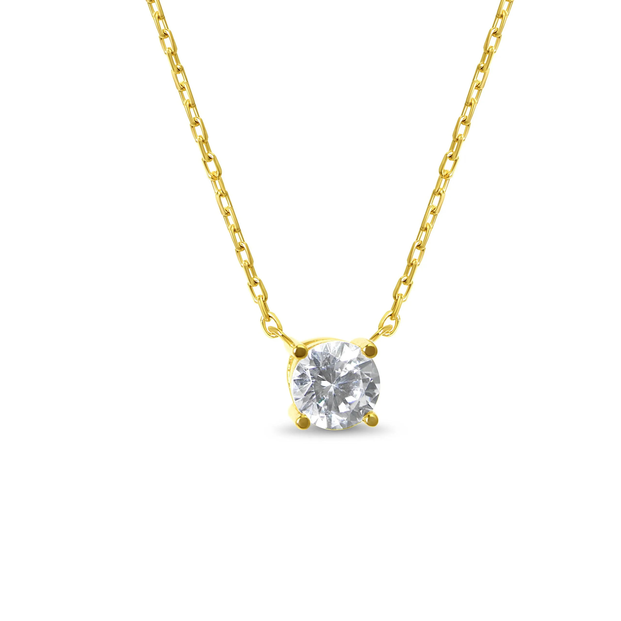 10k Gold CZ Solitaire Necklace