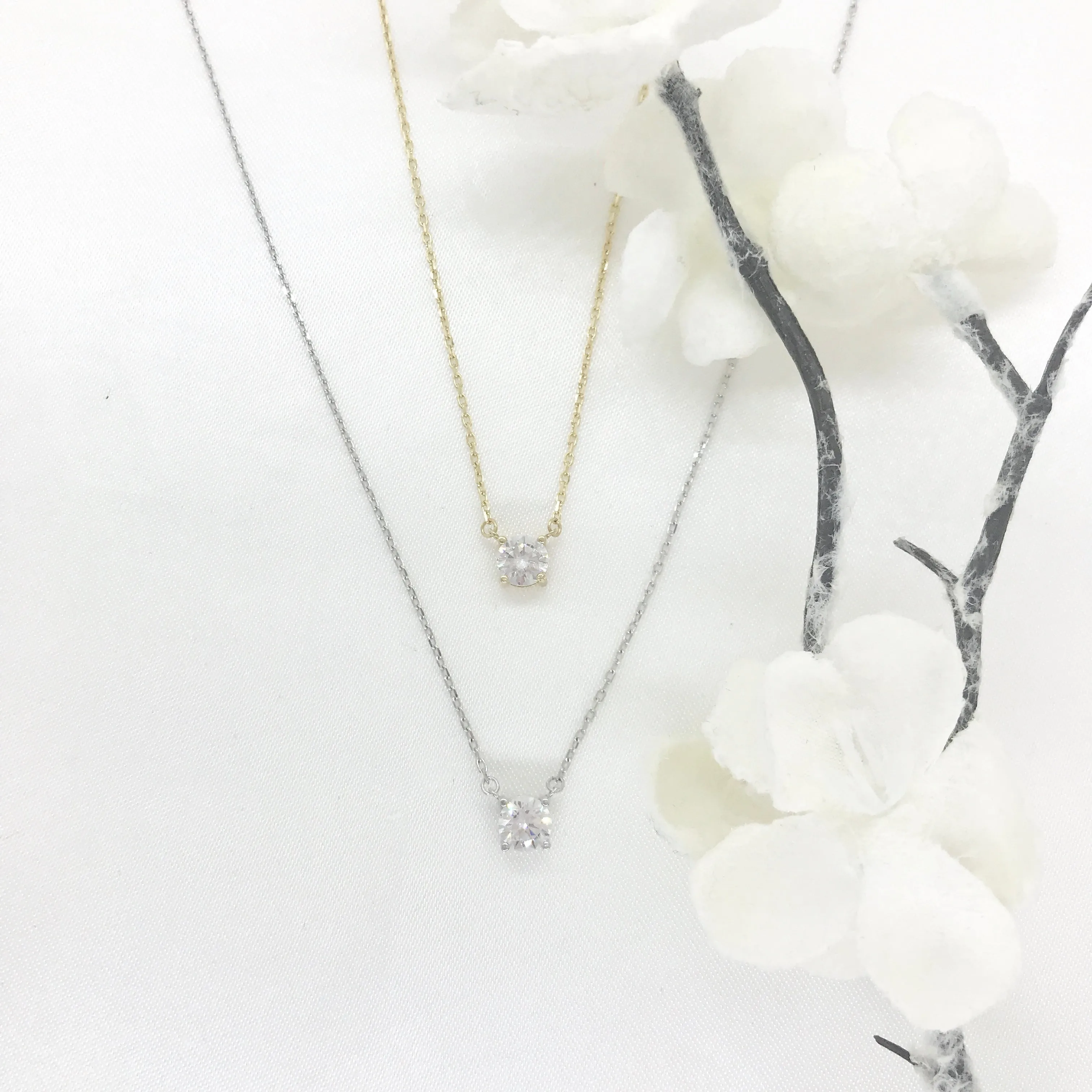 10k Gold CZ Solitaire Necklace