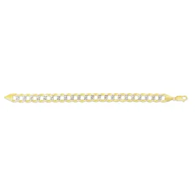 14K Gold 11.23mm White Pave Curb Chain