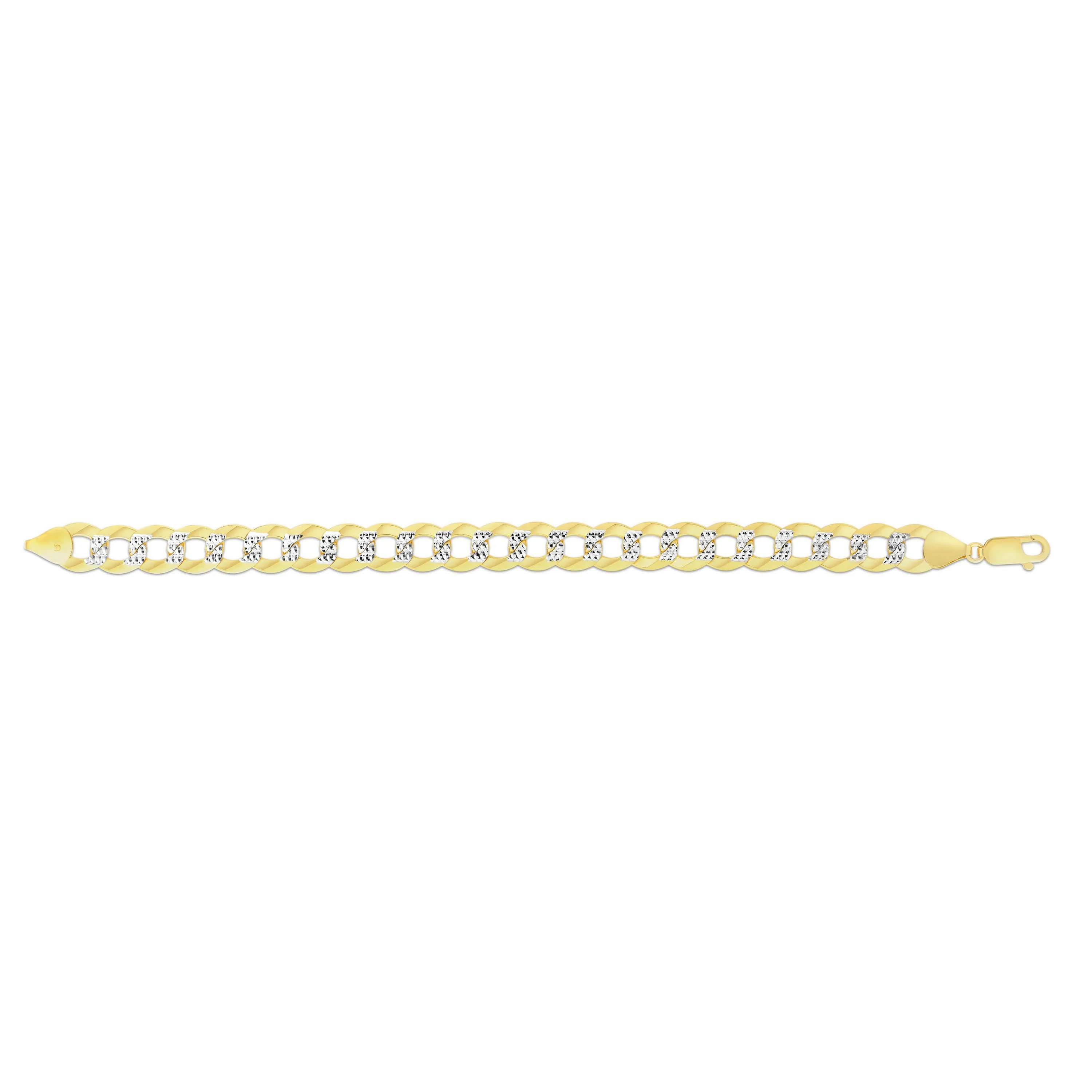 14K Gold 11.23mm White Pave Curb Chain