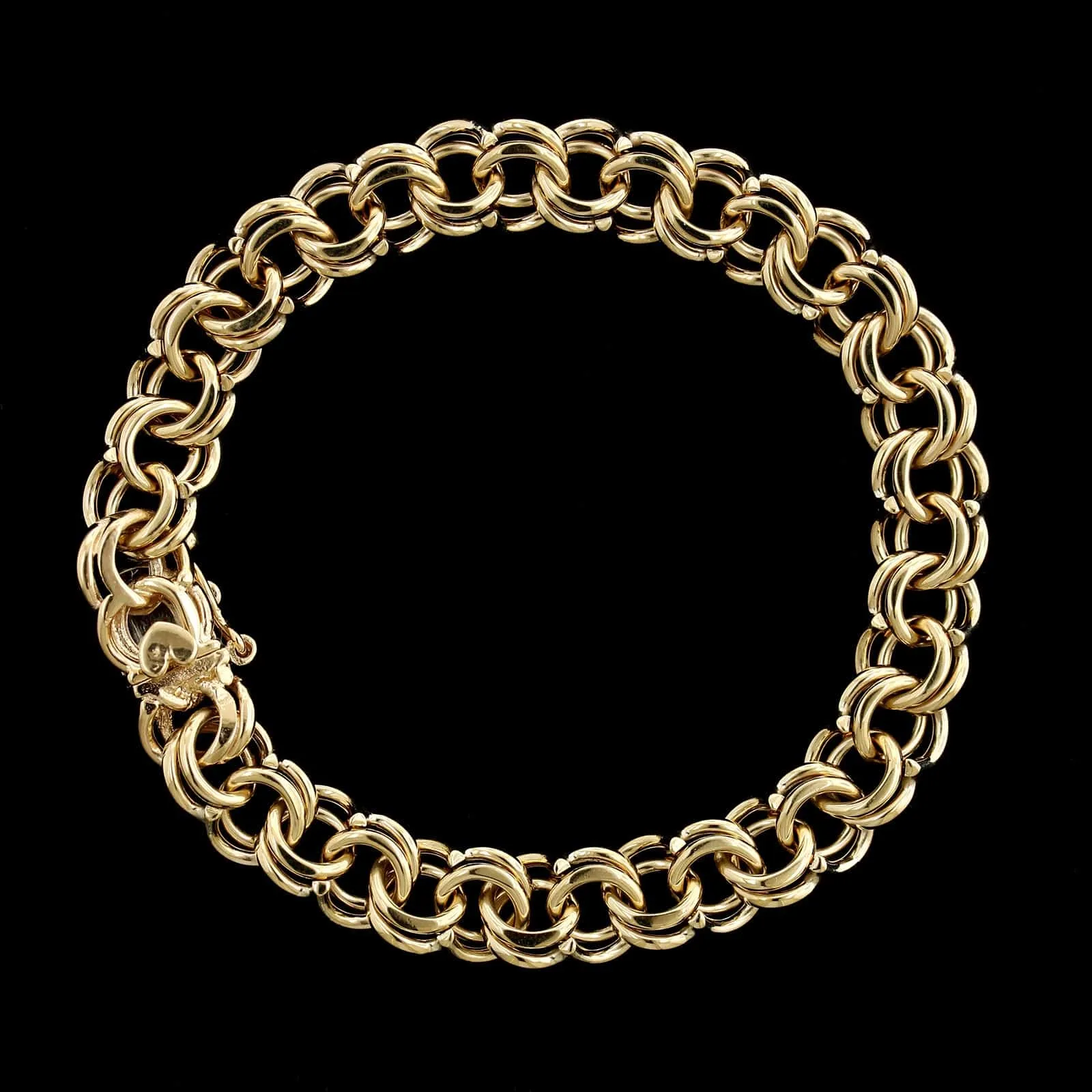 14K Yellow Gold Estate Double Link Charm Bracelet