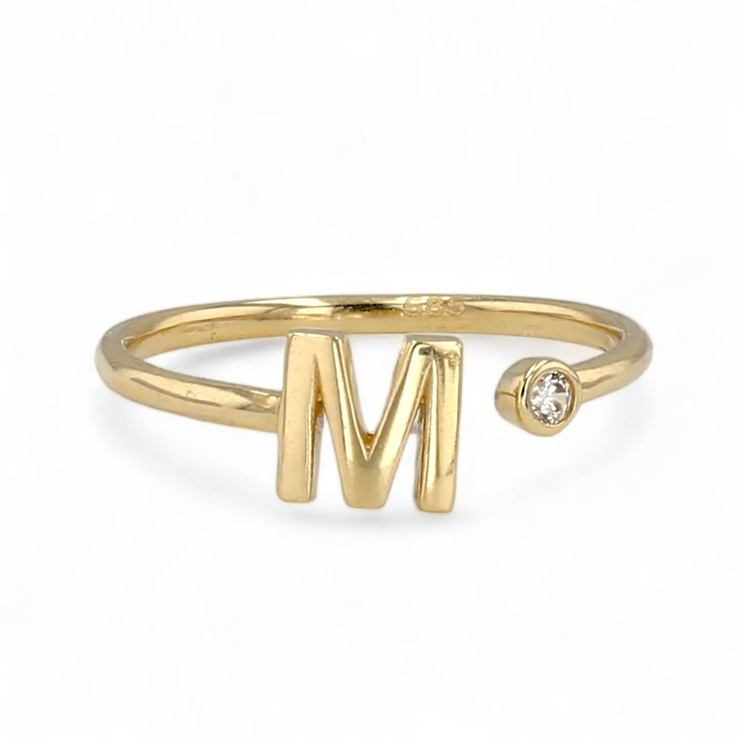 14K Yellow gold M letter ring-2264457