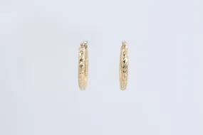 14k Yellow Gold Textured Small Hoop Earrings (1.17g.)