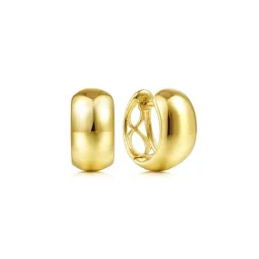 14K Yellow Gold Wide Smooth Small Hoops