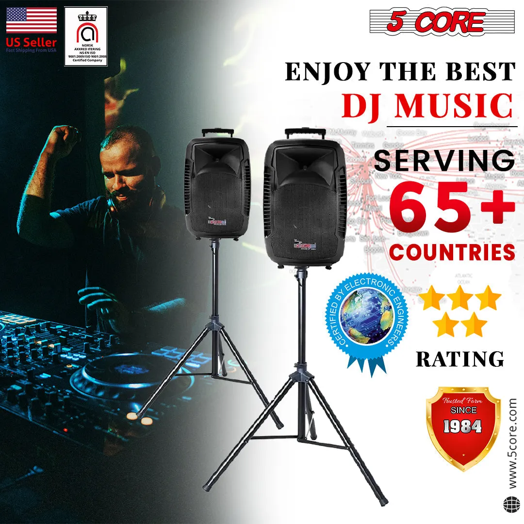 15" Passive DJ PA Speaker System With Speaker Stand & Bag PC SS 2PCS