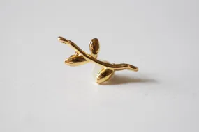 2pcs Vermeil Wholesale Gold Small Leaf Connector - 18k gold plated over sterling silver, Gold Twig Charm, Gold Branch, Gold Tree Charm, Gold Flower