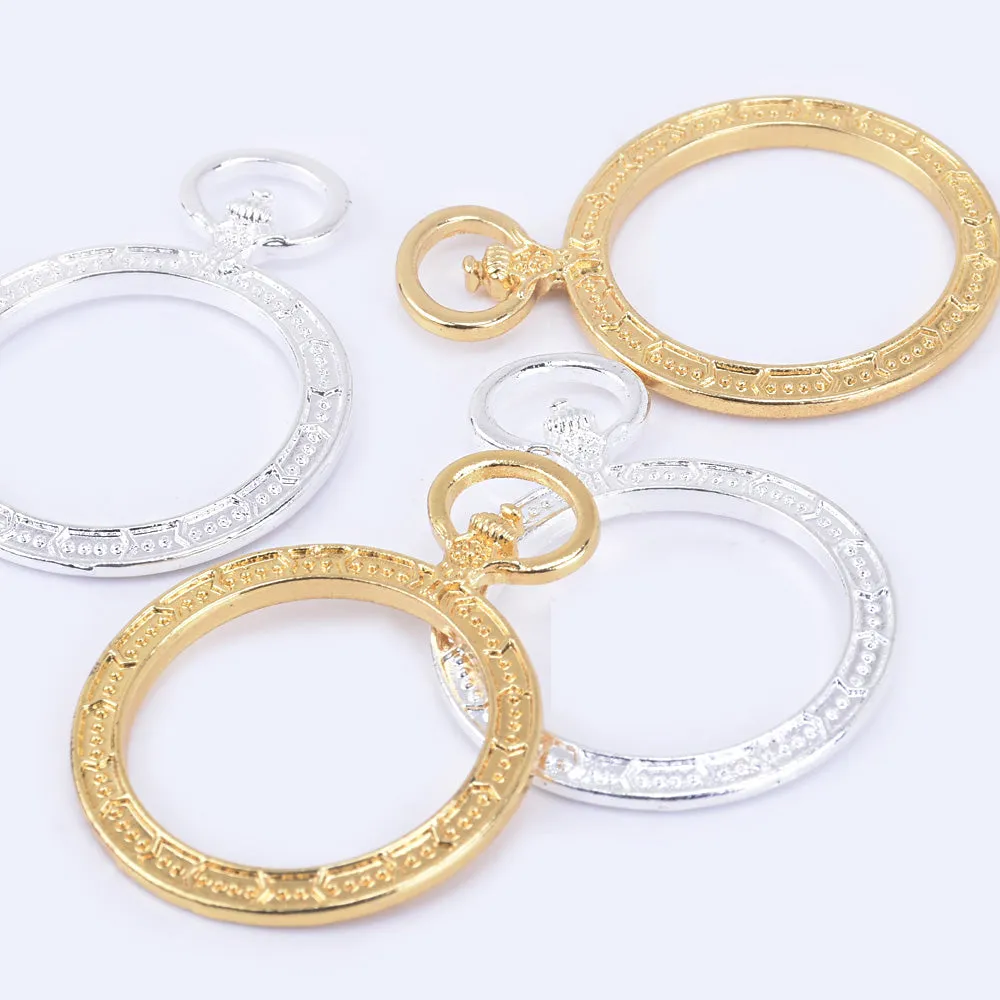 45*33mm Zinc alloy Round resin charms Open Back Pendant Tray Setting Bezel for Resin 10pcs 102319