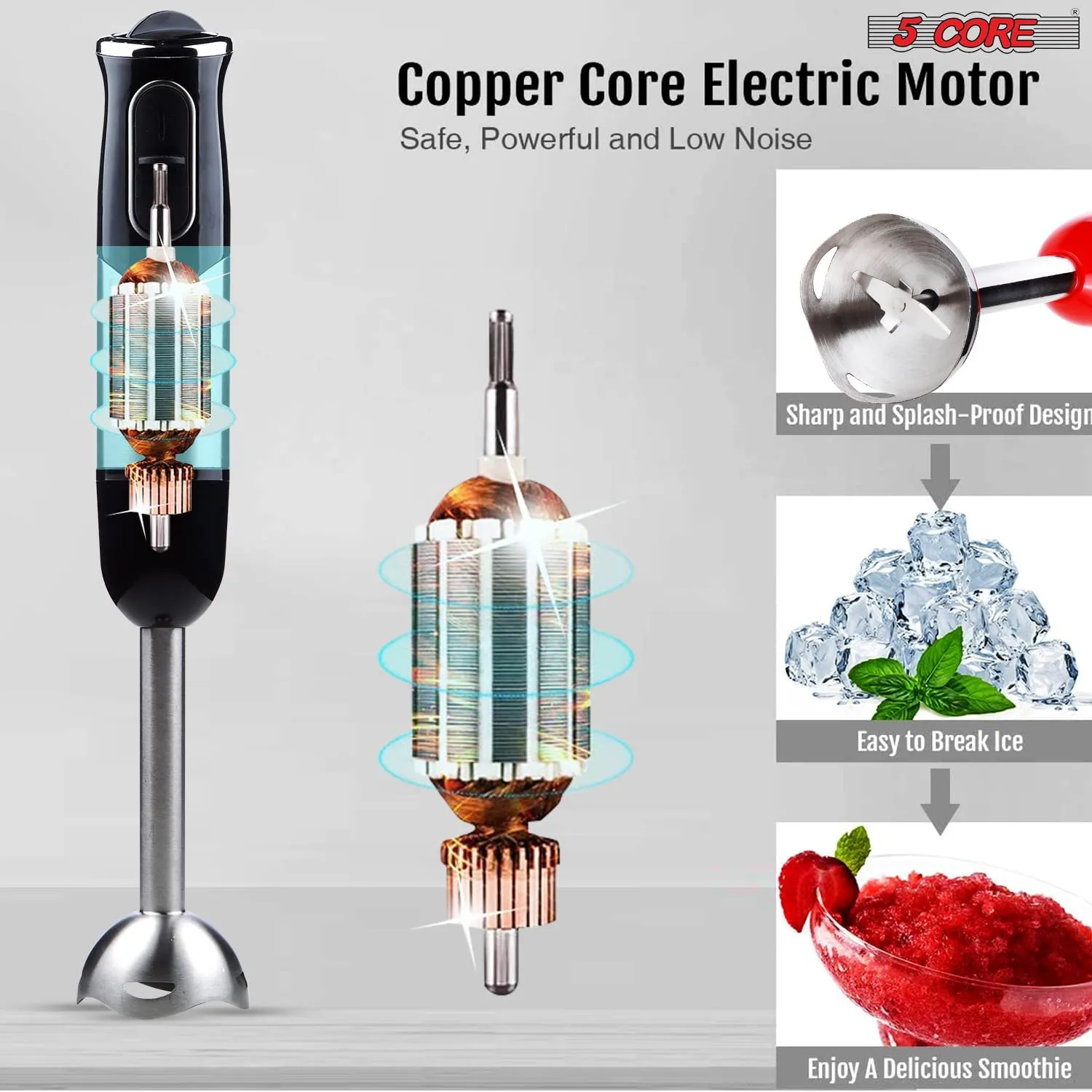 5 Core Immersion Hand Blender 500W Multifunctional Powerful Electric