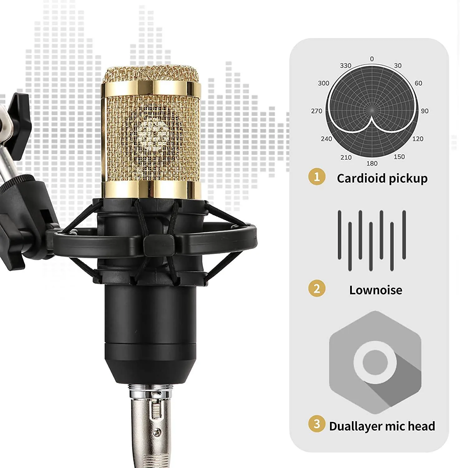 5Core Condenser Microphone Kit w/ Arm Stand Game Chat Audio Recording