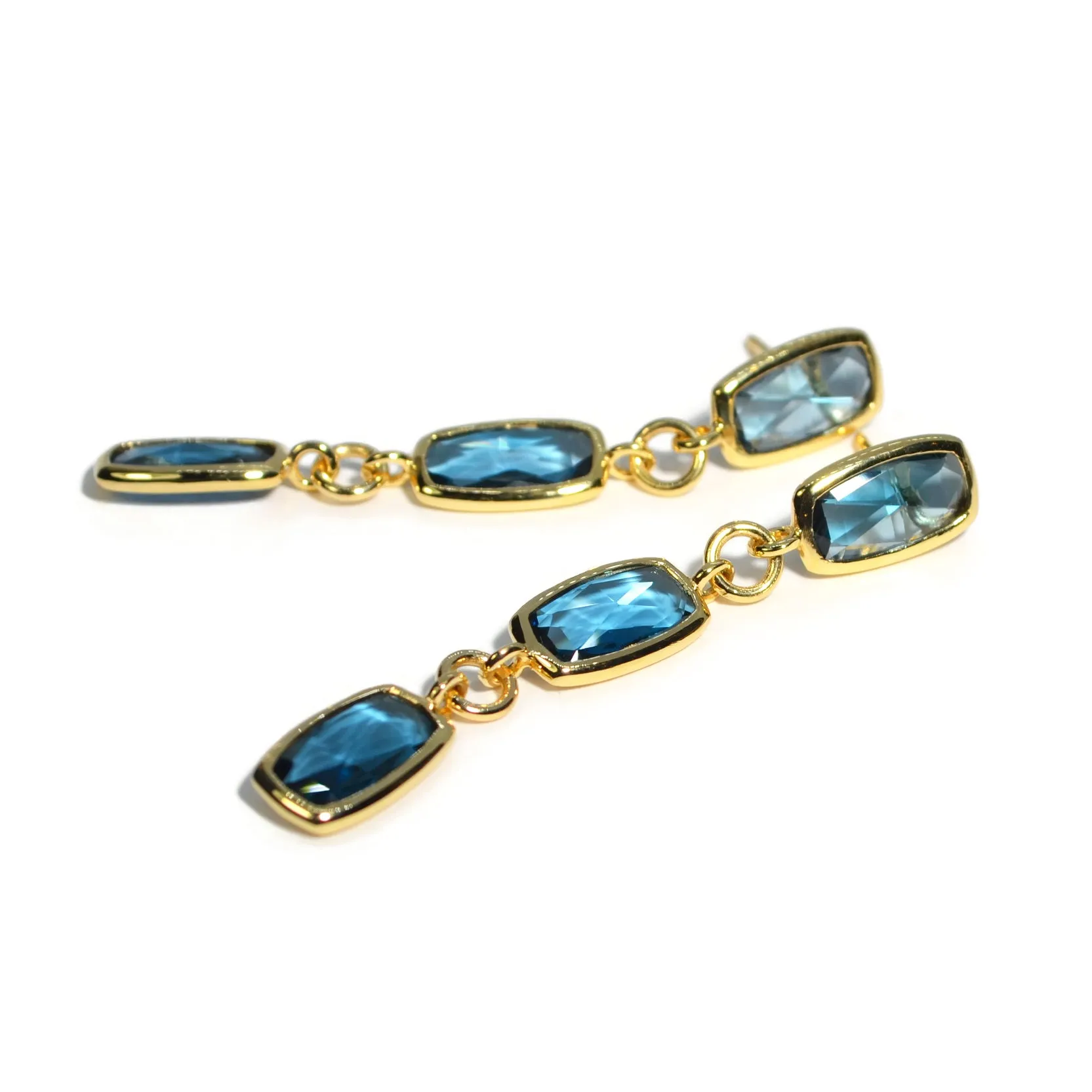 A & Furst - Gaia - Drop Earrings with London Blue Topaz, 18k Yellow Gold