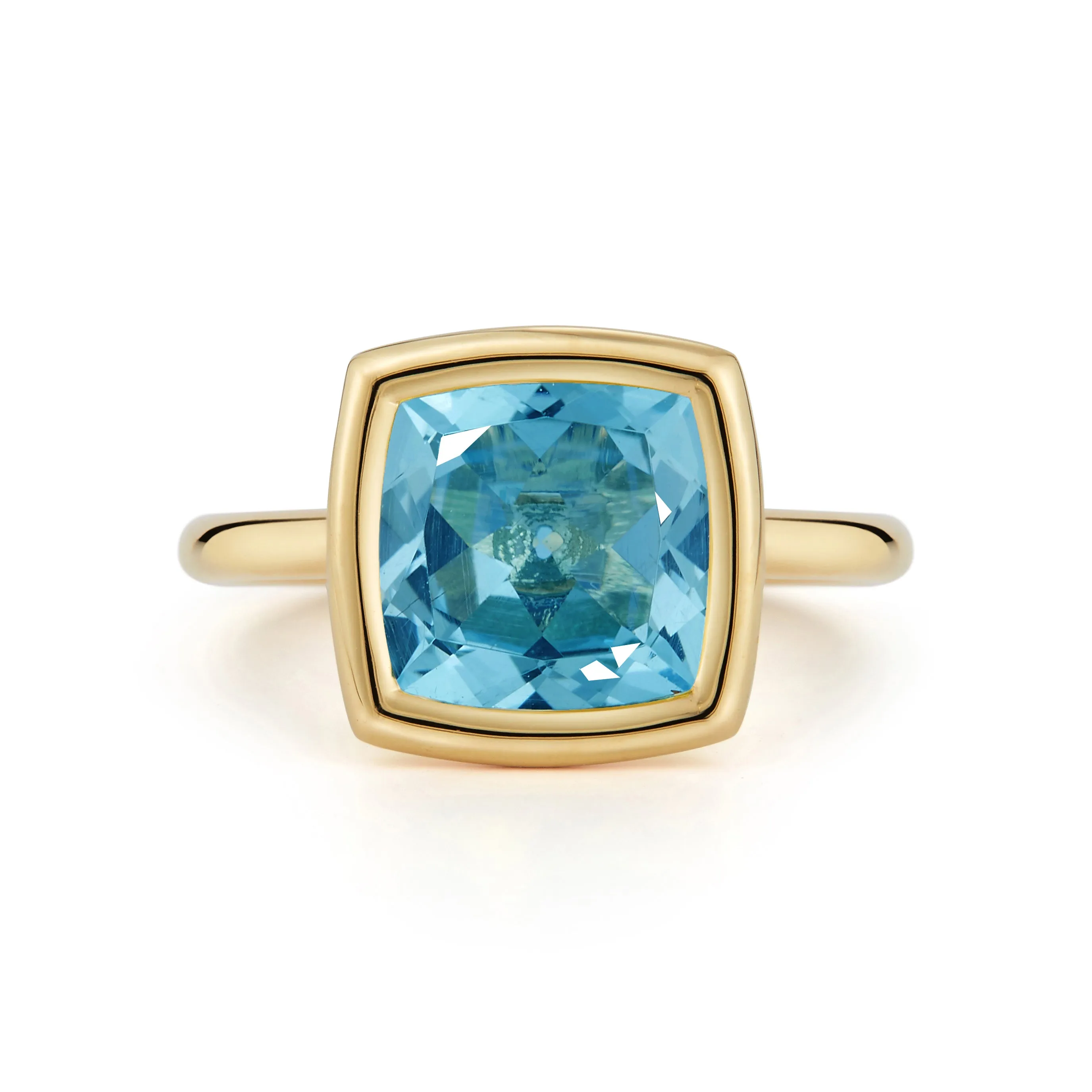 A & Furst - Gaia - Medium Stackable Ring with Swiss Blue Topaz, 18k Yellow Gold