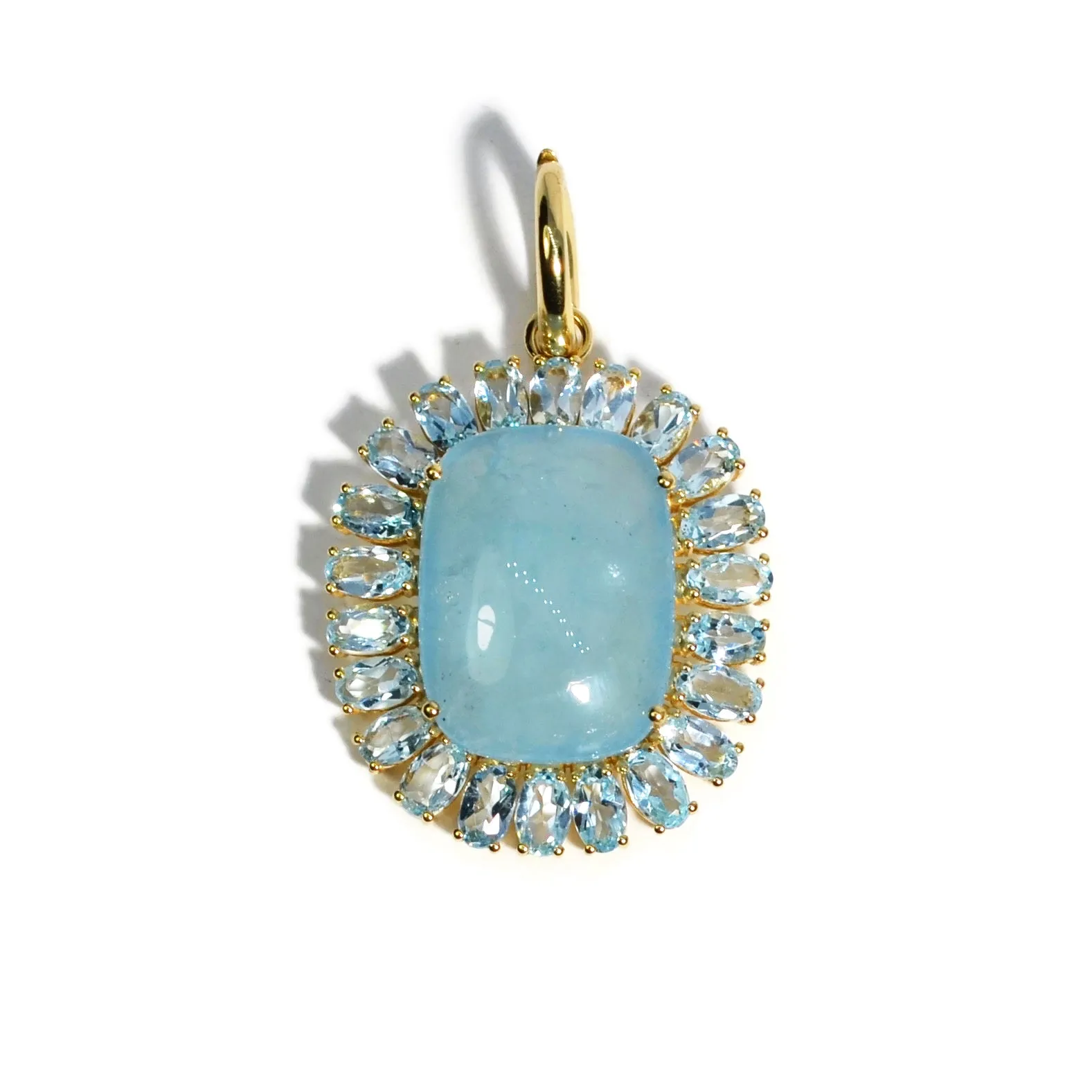 A & Furst - Sole - Pendant with Milky Aquamarine and Sky Blue Topaz, 18k Yellow Gold