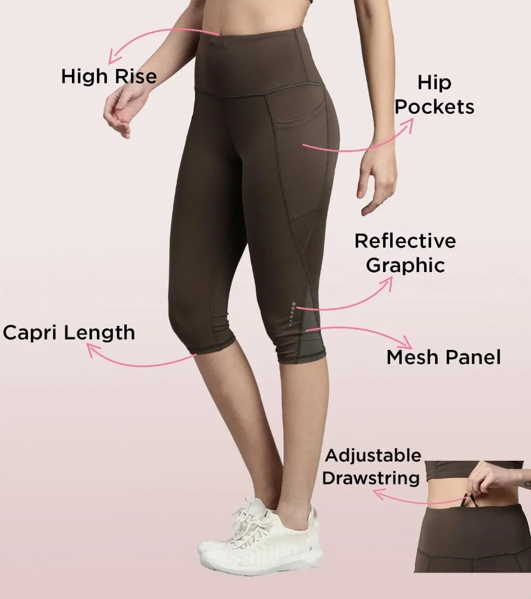 Active Capri Legging| Dry Fit Active Capri Legging With Reflective Graphic