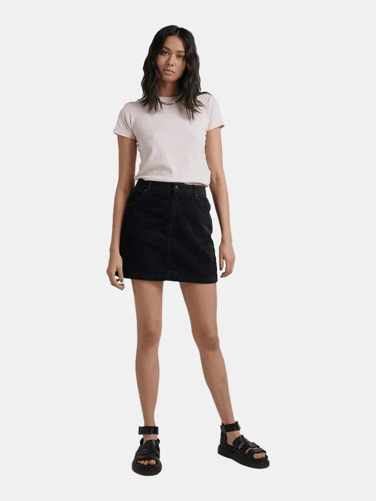 Afends Hazel Hemp Corduroy Mini Skirt - Black