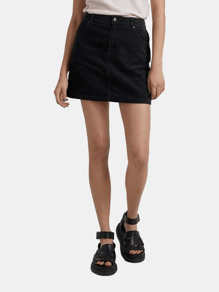 Afends Hazel Hemp Corduroy Mini Skirt - Black