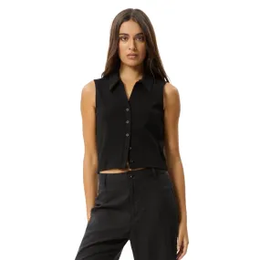 Afends Womens Eliza Hemp Ribbed Sleeveless Shirt - Black