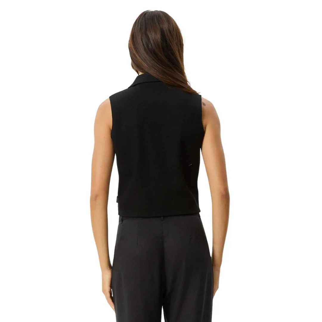 Afends Womens Eliza Hemp Ribbed Sleeveless Shirt - Black