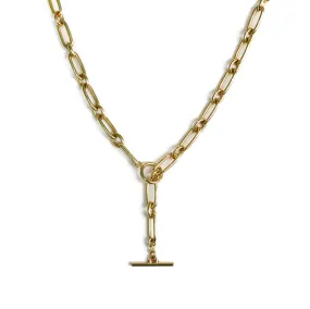 AFJ Gold Collection - Mixed Link Chain Necklace with Toggle, Yellow Gold