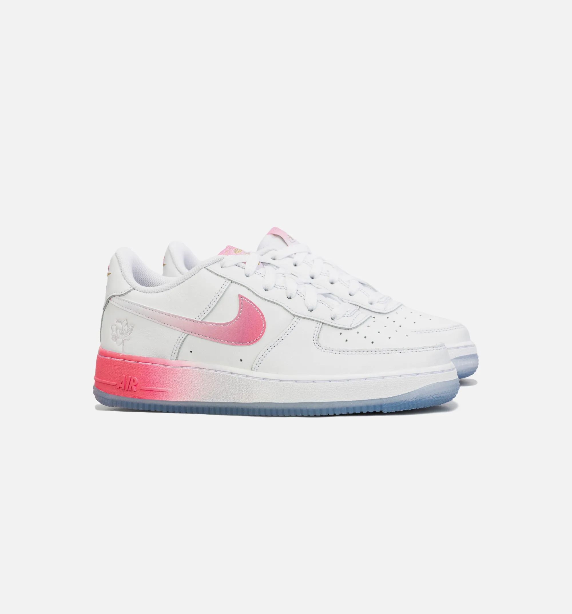 Air Force 1 Low Lotus Flower Grade School Lifestyle Shoe - White/Pink