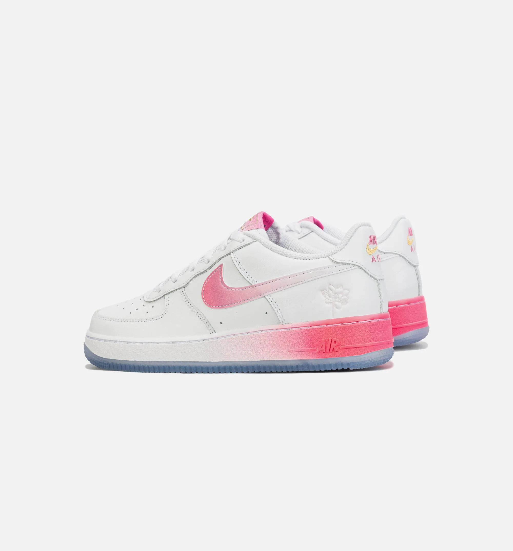 Air Force 1 Low Lotus Flower Grade School Lifestyle Shoe - White/Pink