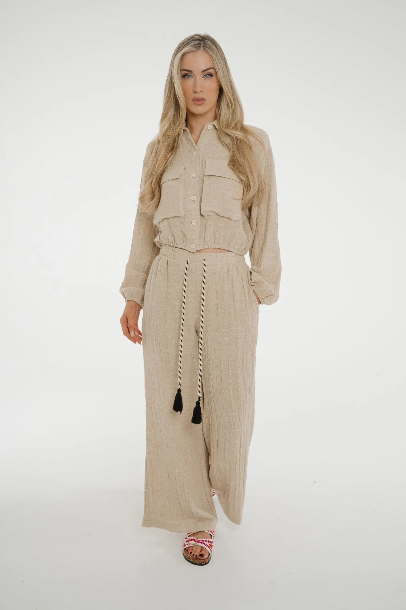 Alana Linen Mix Two Piece In Neutral