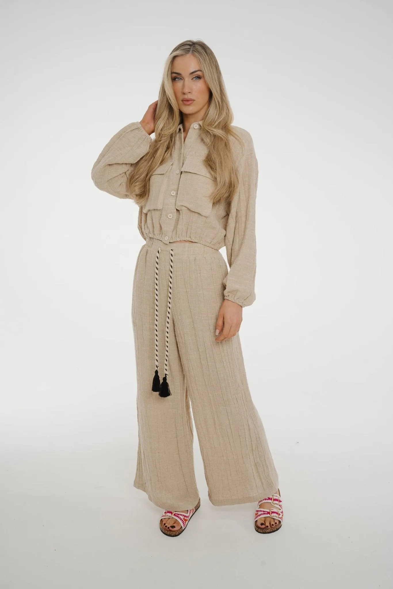 Alana Linen Mix Two Piece In Neutral