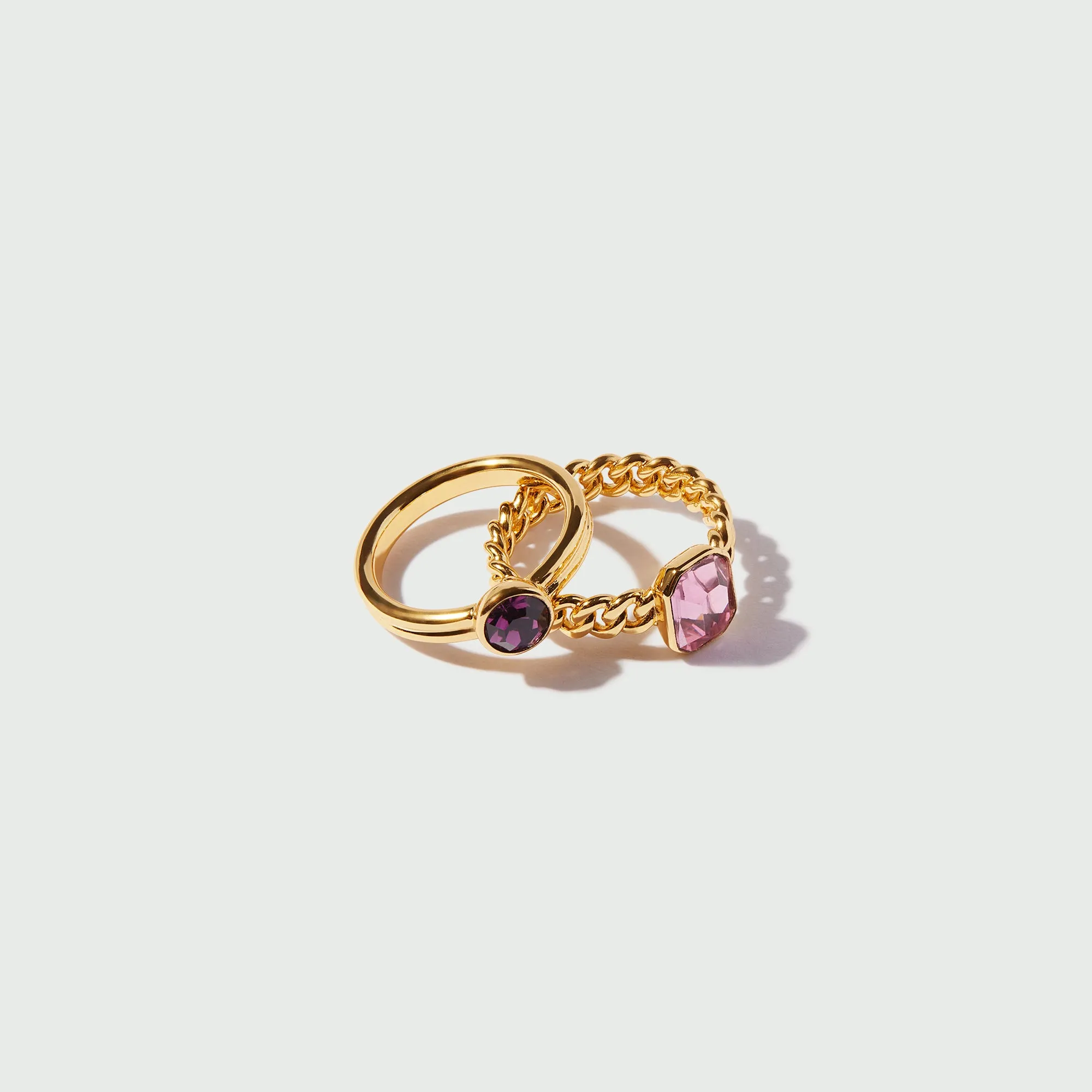 Amethyst & Rose Stacking Ring Set