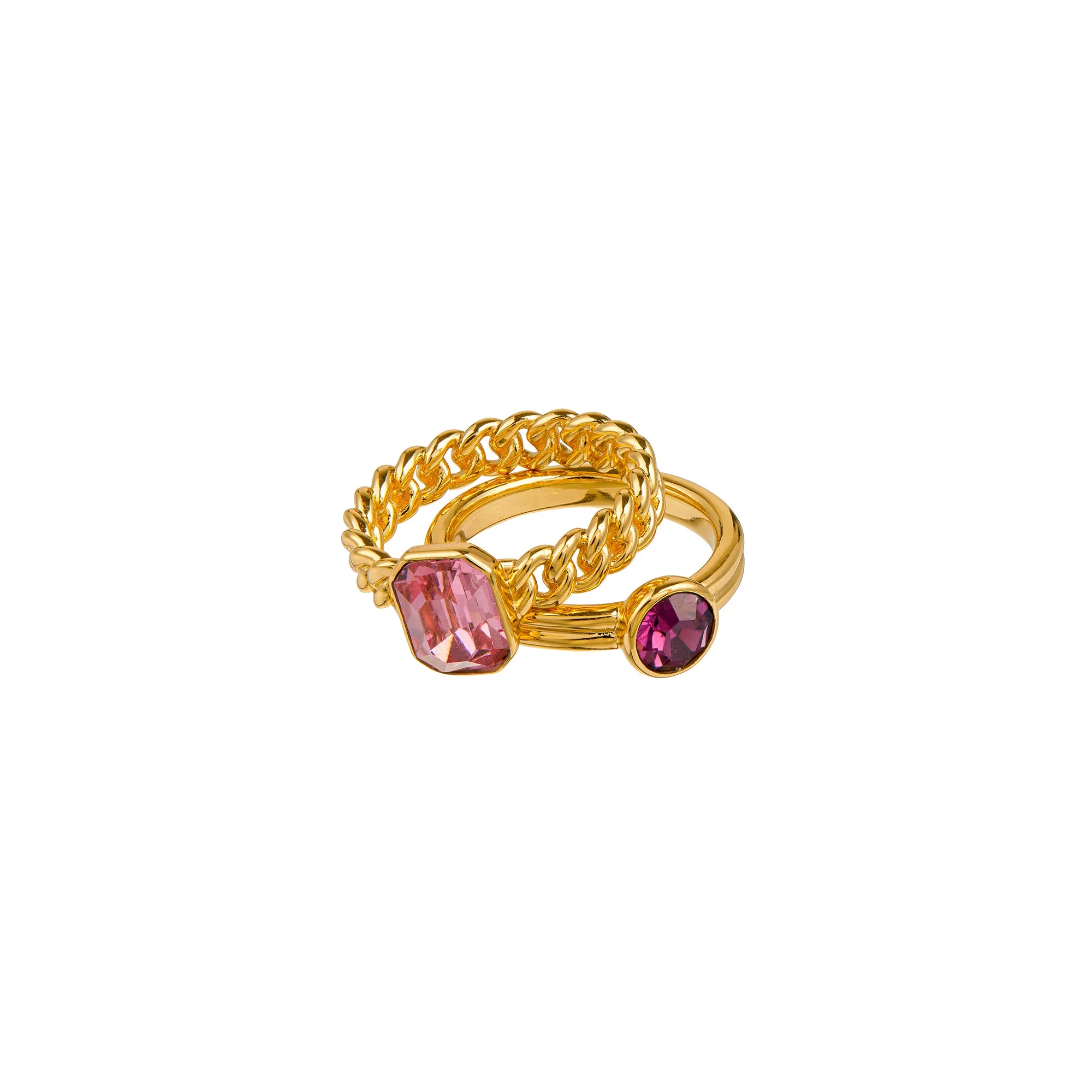 Amethyst & Rose Stacking Ring Set