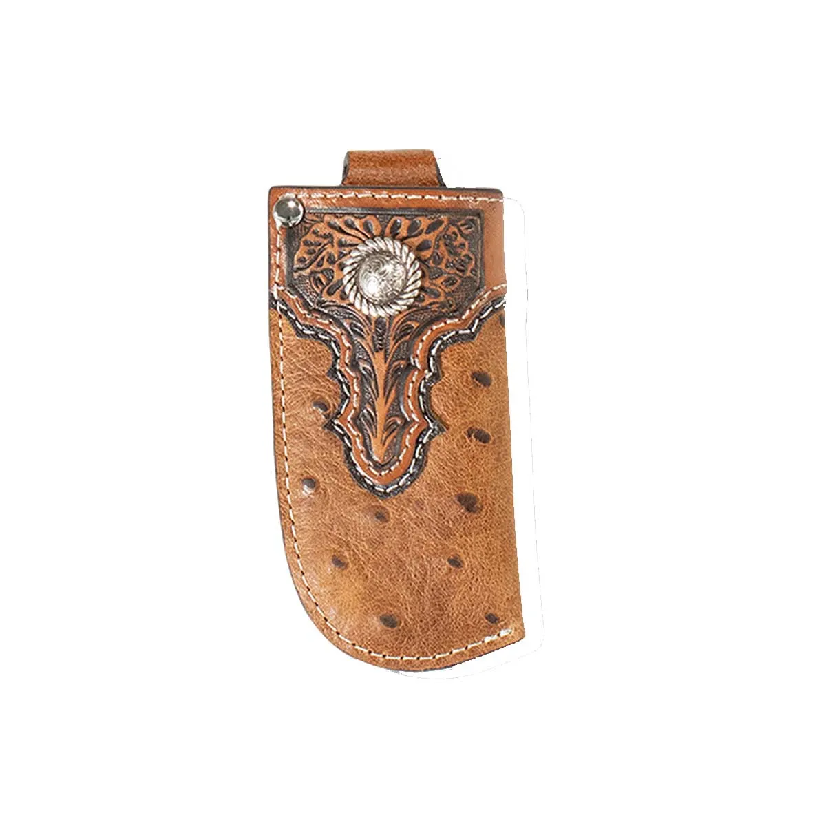 Ariat Floral Embossed Ostrich Print Knife Sheath - Brown