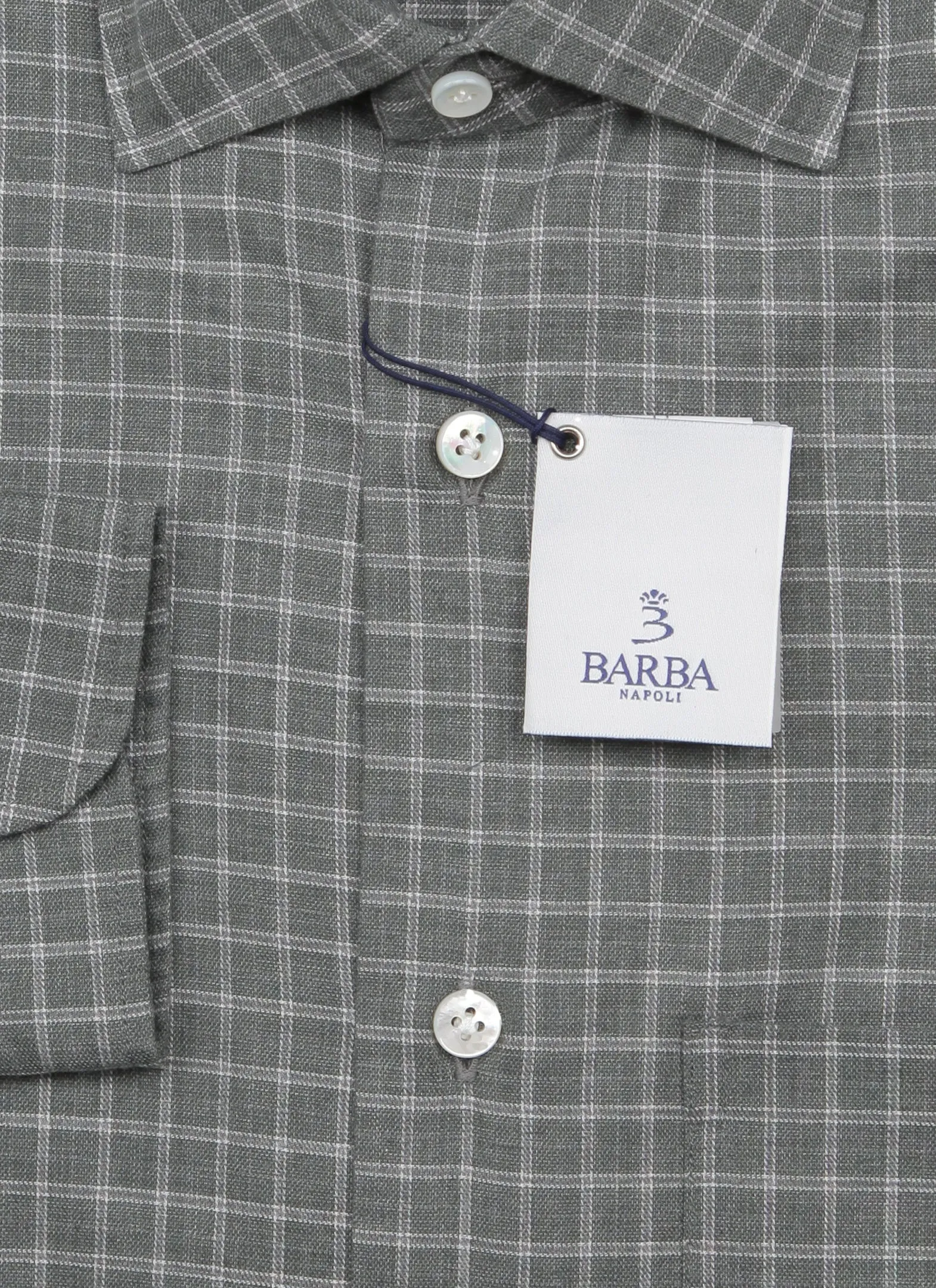 Barba Napoli Olive Green Shirt - Slim