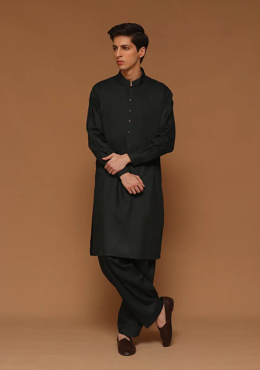 Basic Poly Viscose Ebony Classic Fit Suit