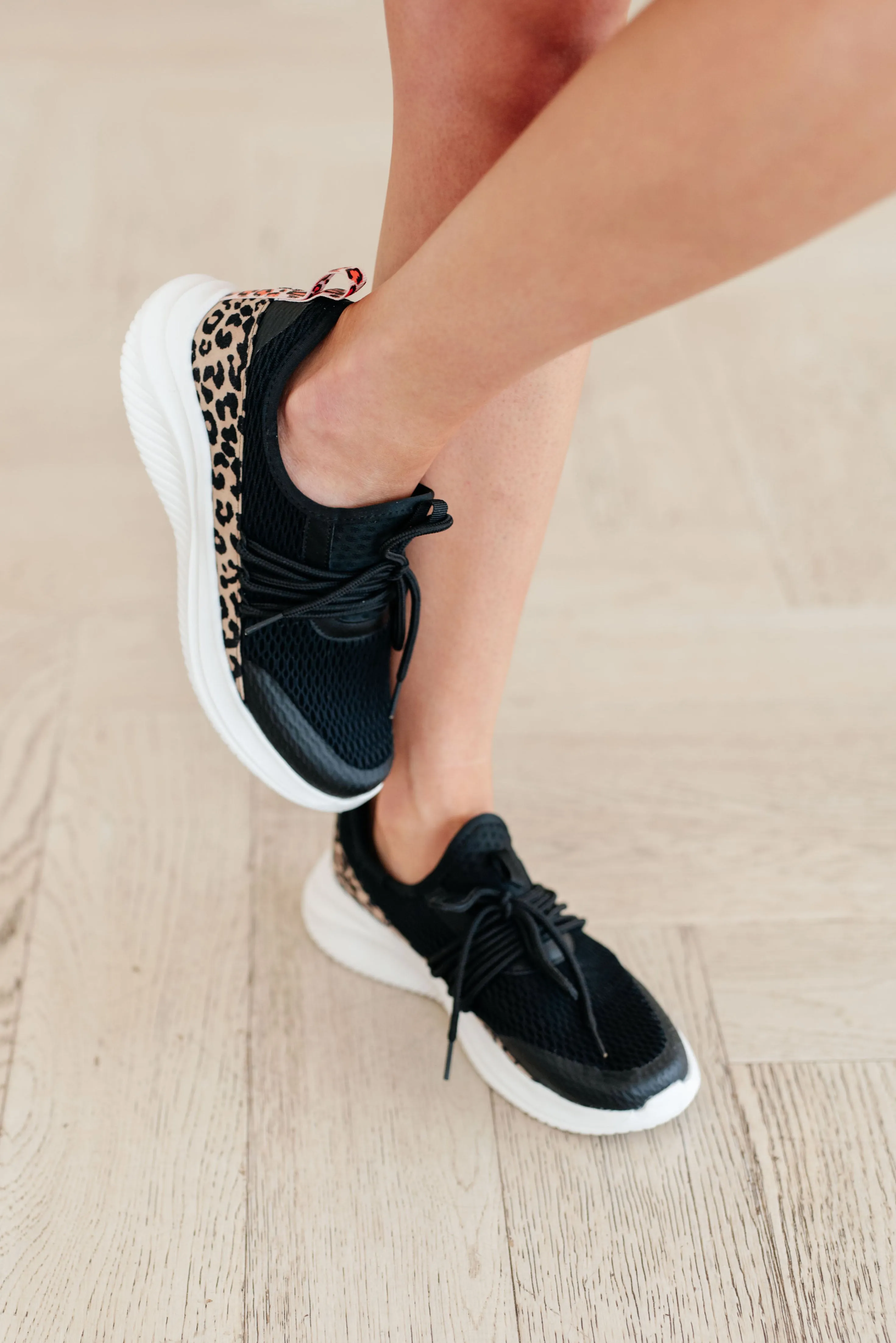 Black Leopard Print Sneakers