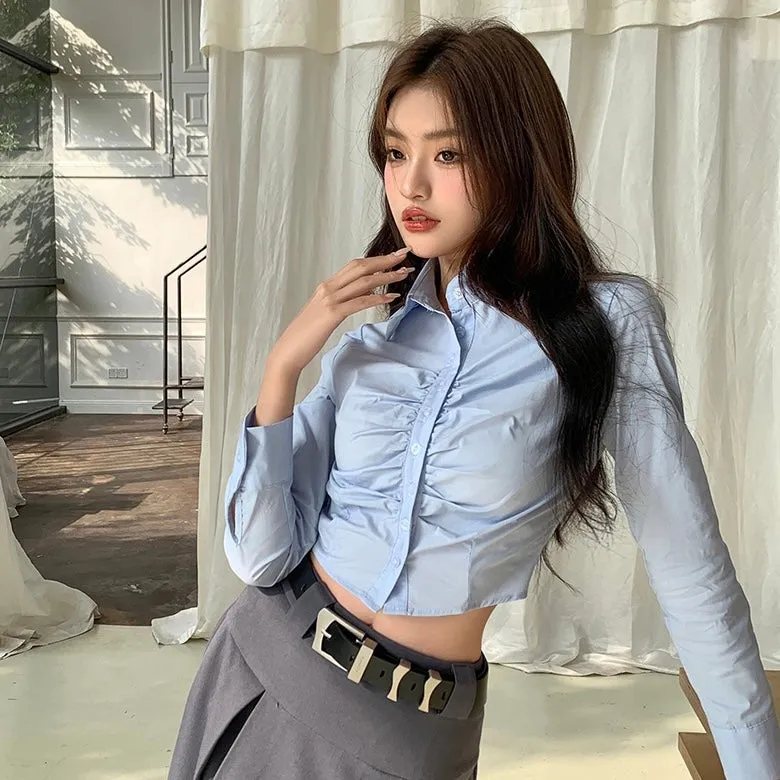 Blue Crop Runch Shirt