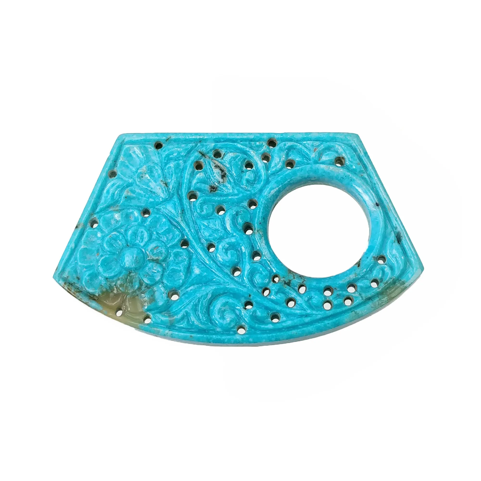 Blue TURQUOISE Gemstone Carving : 54.75cts Natural Untreated Sleeping Beauty Turquoise Hand Carved Uneven Shape 58*34mm