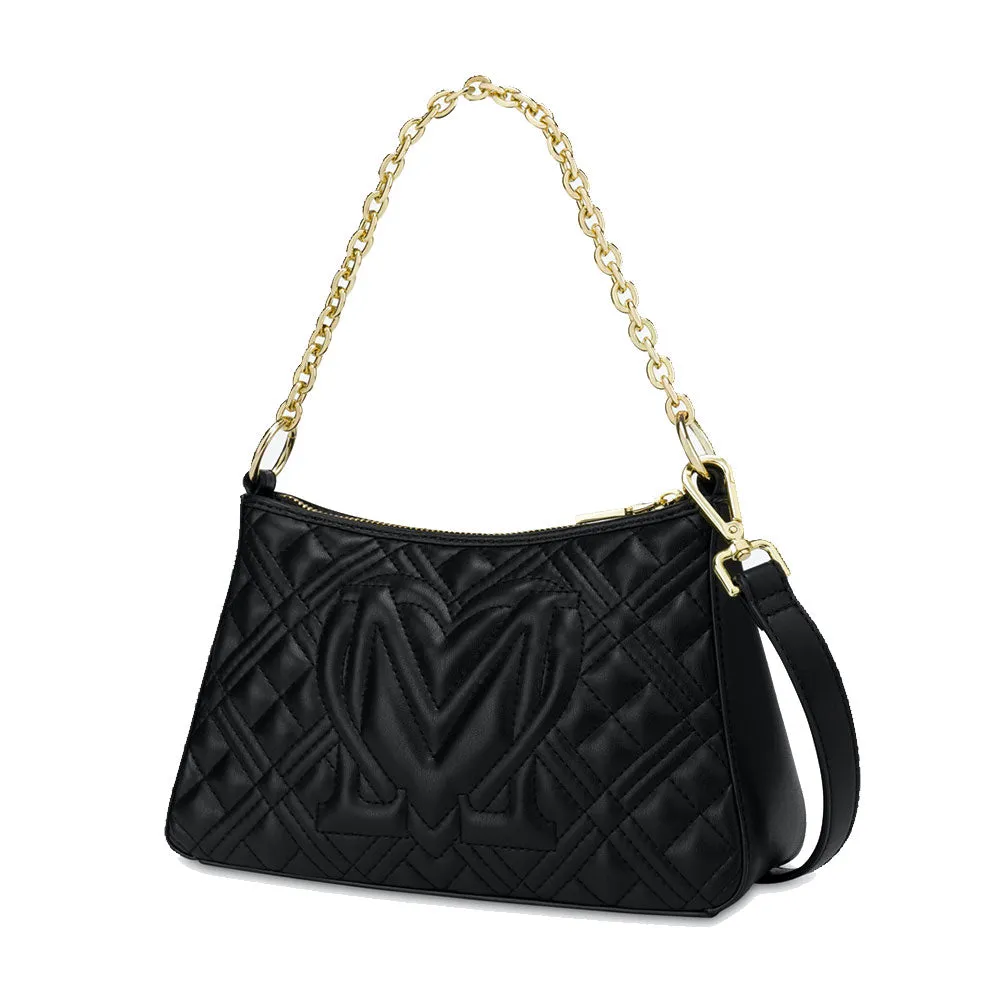 Borsa Donna Hobo a Spalla LOVE MOSCHINO linea Shiny Quilted colore Nero