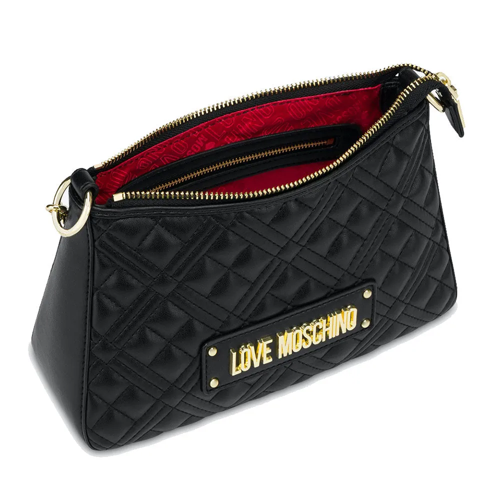 Borsa Donna Hobo a Spalla LOVE MOSCHINO linea Shiny Quilted colore Nero