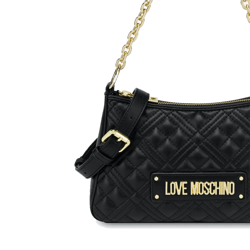 Borsa Donna Hobo a Spalla LOVE MOSCHINO linea Shiny Quilted colore Nero