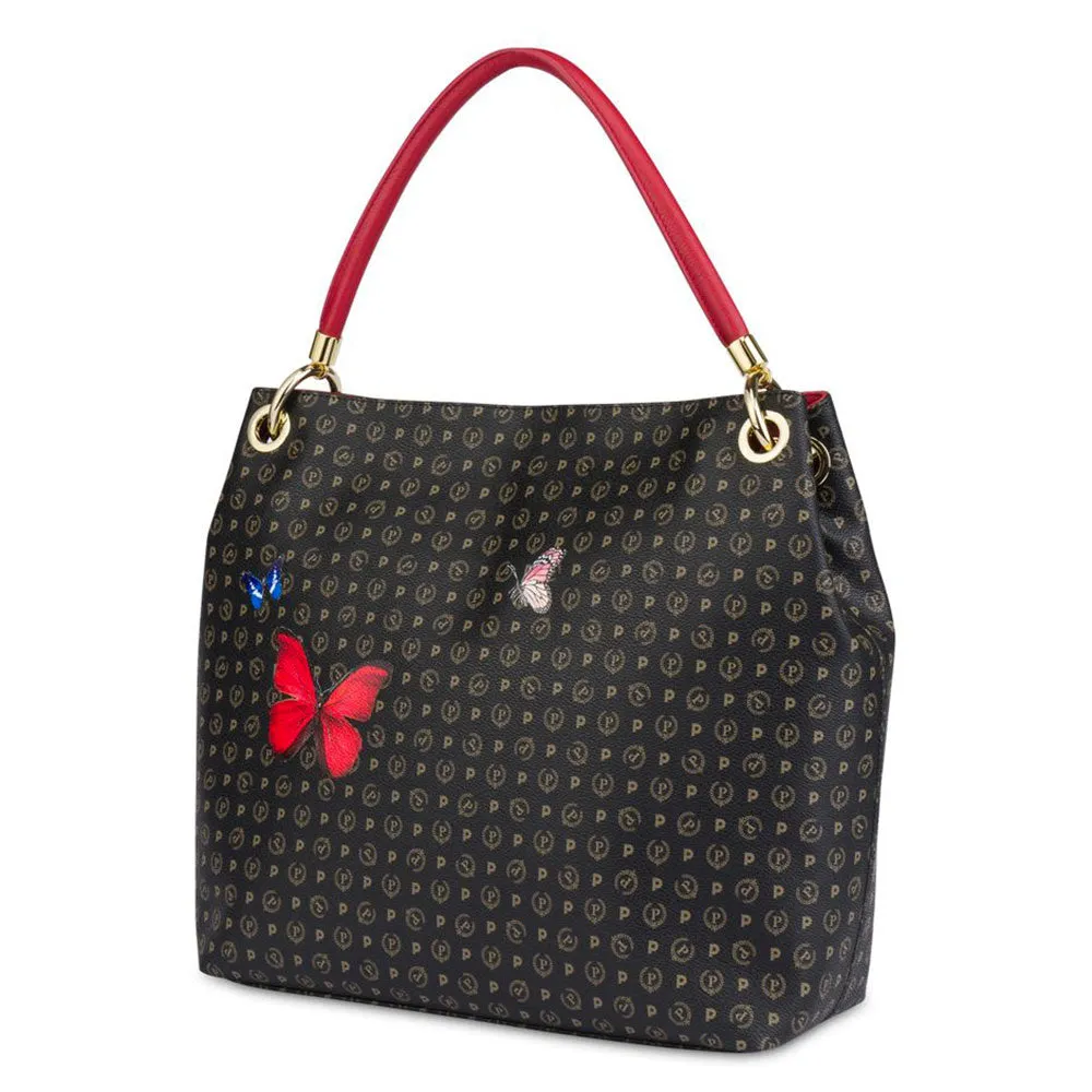 Borsa Donna Hobo POLLINI Linea Heritage Butterfly Nero e Rosso