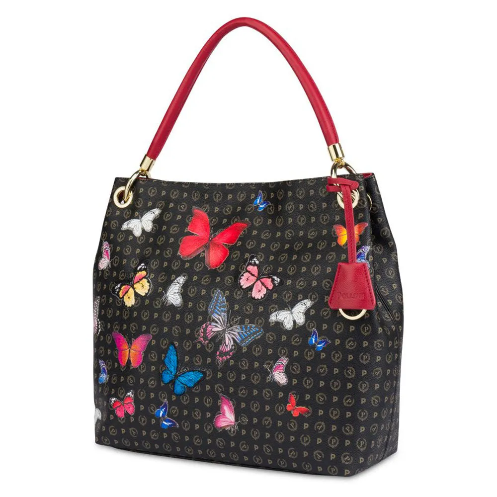 Borsa Donna Hobo POLLINI Linea Heritage Butterfly Nero e Rosso