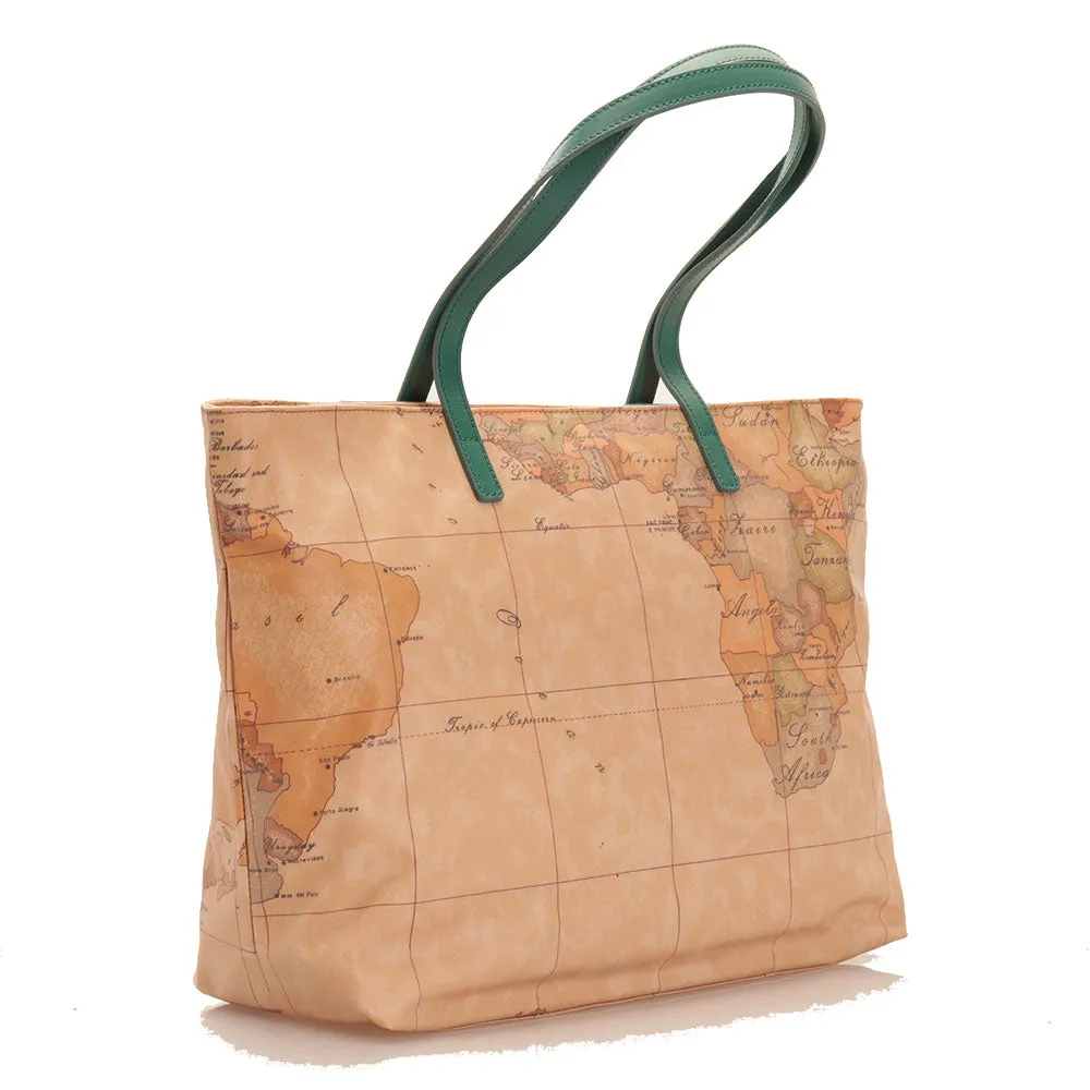 Borsa Donna Shopping 1A Classe Alviero Martini linea Soft Generation stampa Geo Classic e Verde GV76