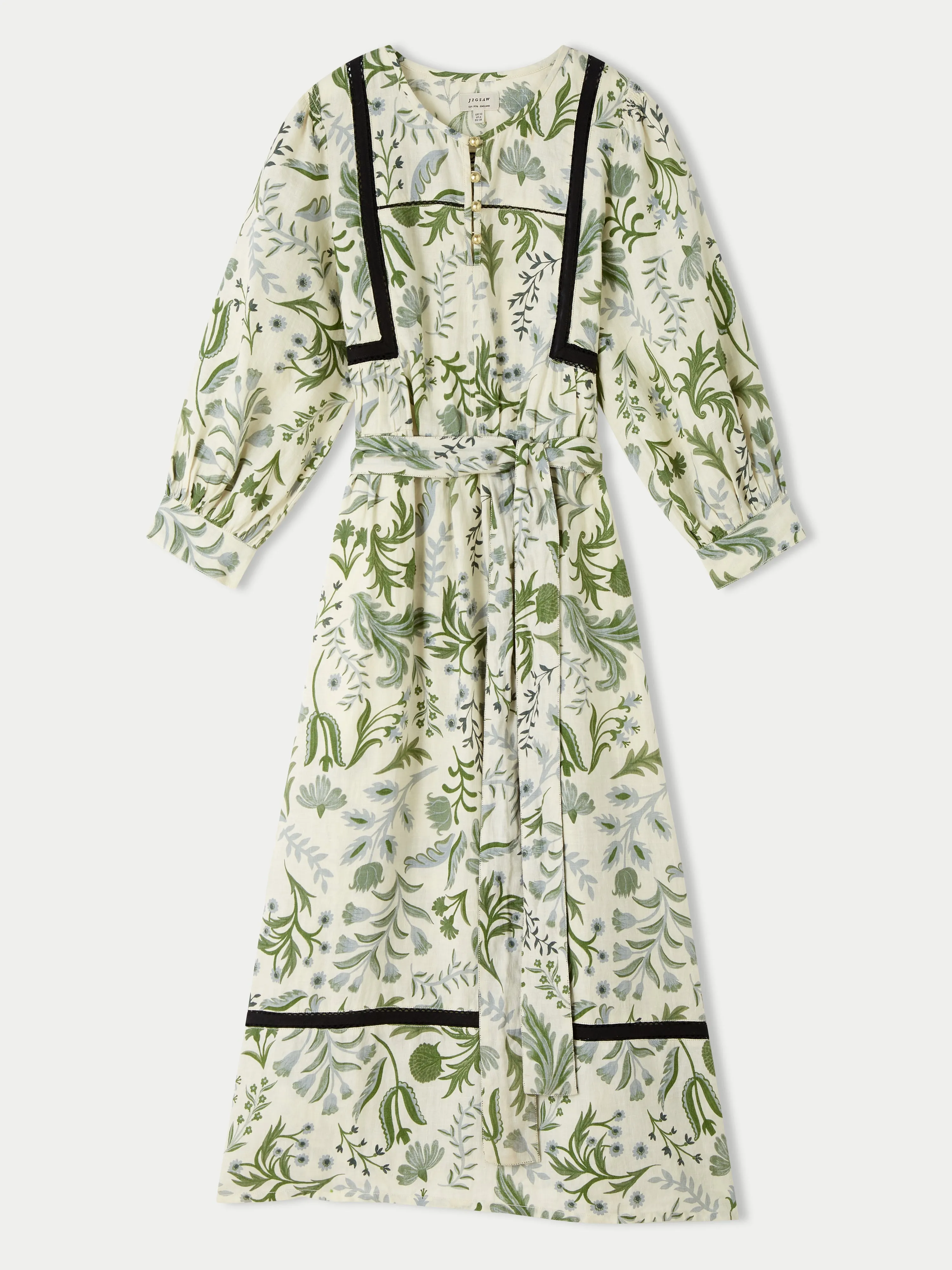 Botanist Floral Linen Dress | Green