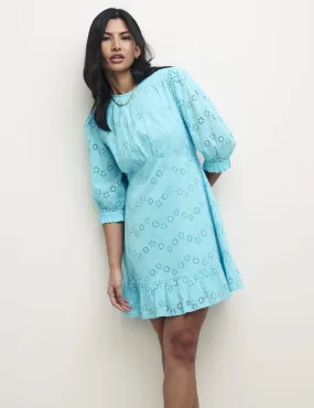 Bright Broderie Blue Serena Mini Dress