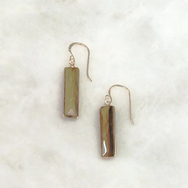 Brown Tigers Eye Single Drop Hook Earrings