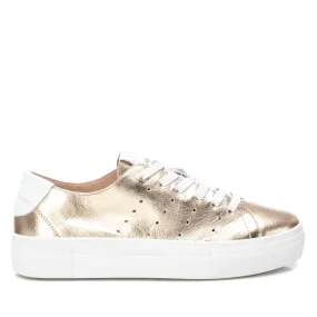 CARMELA Gold Leather Platform Trainer