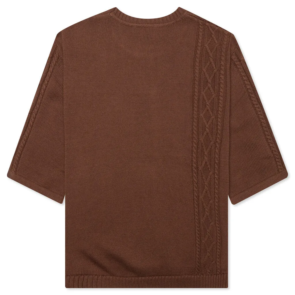 Charlie Mock Neck Knit Shirt - Brown