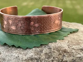 Chevron Flower Copper Cuff Bracelet