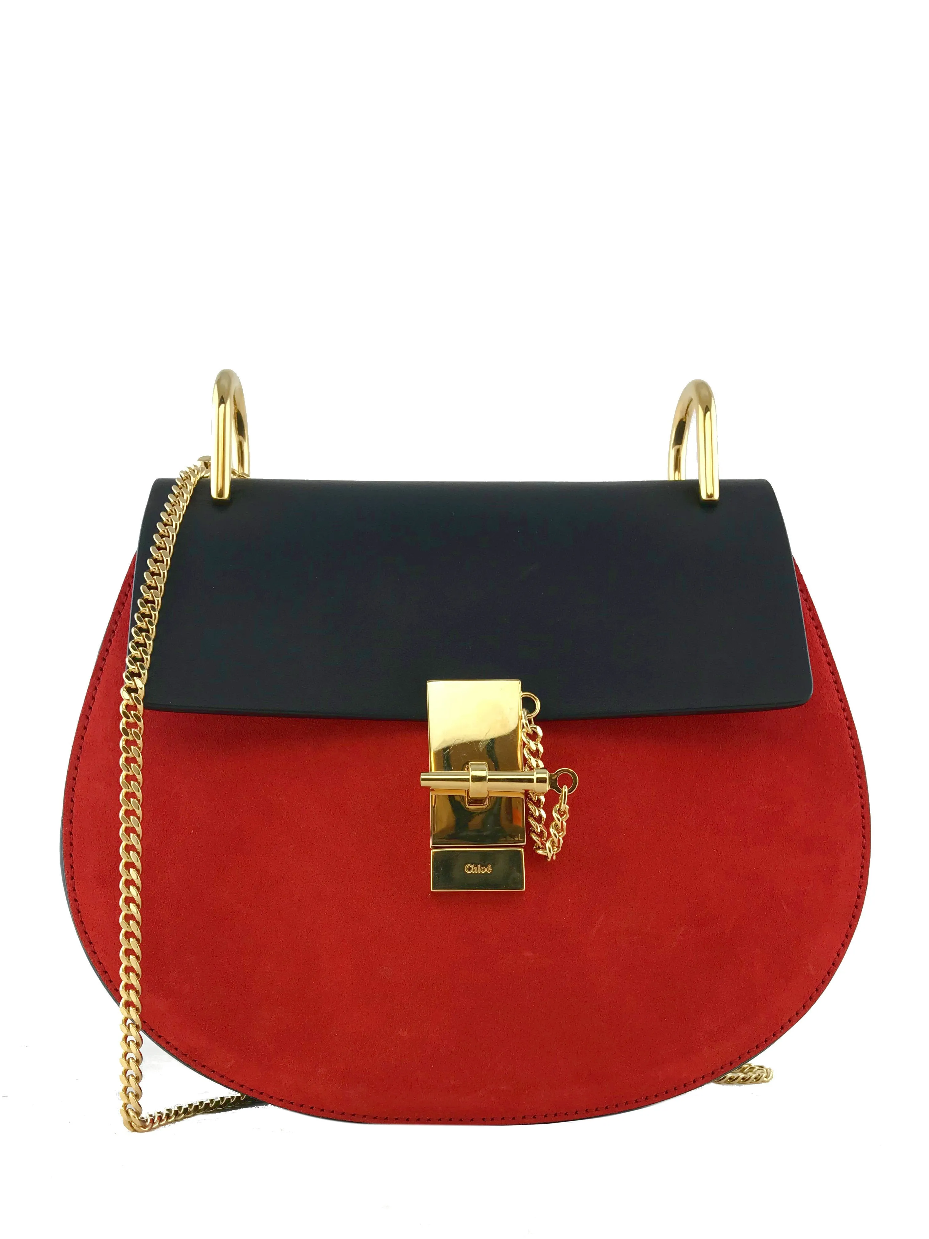 Chloe Suede Calfskin Small Drew Crossbody Plaid