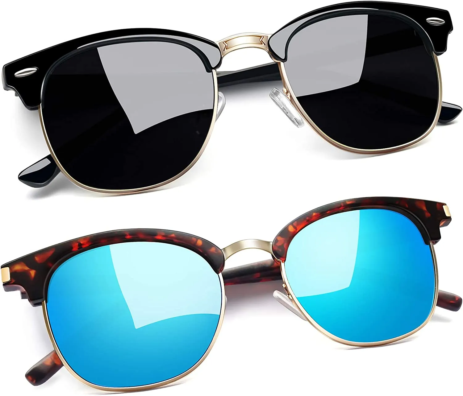 Classic Half Frame Sun Glasses with UV Protection & Polarized