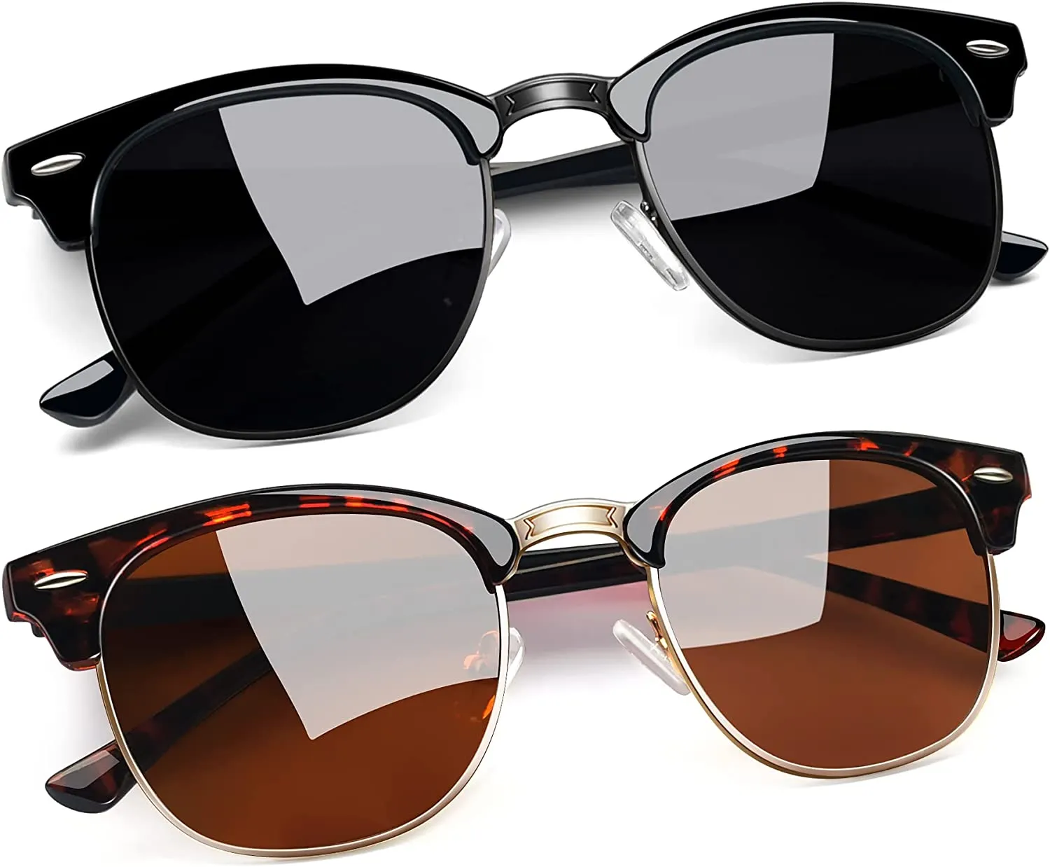 Classic Half Frame Sun Glasses with UV Protection & Polarized