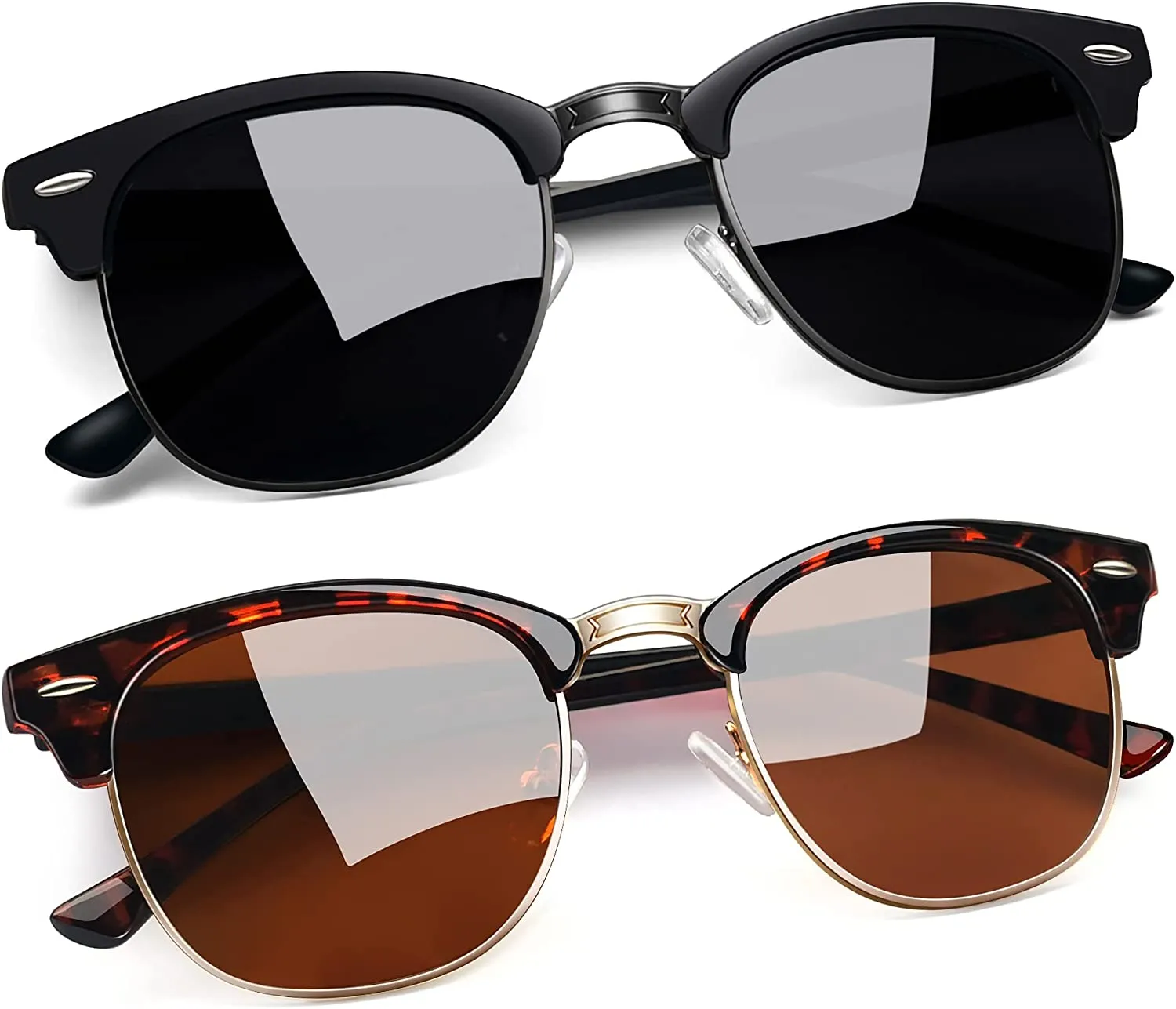 Classic Half Frame Sun Glasses with UV Protection & Polarized